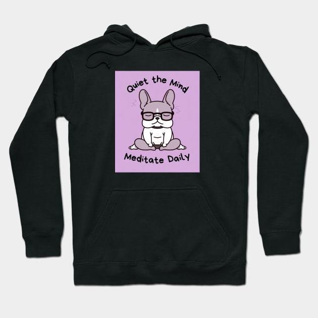 Kawaii Cute Yoga Meditating bullgod Hoodie by AdaMazingDesign